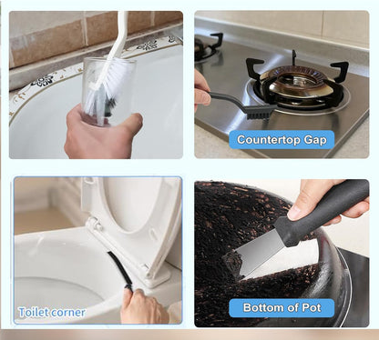 11 Pcs Crevice Cleaning Brushes, Scrub Brush Toliet Cleaner, Grout Brush Set Clean Tools for Groove Corner, Home Essentials, Hard Bristle Cleaning Supplies for Kitchen, Bathroom and Toilet
