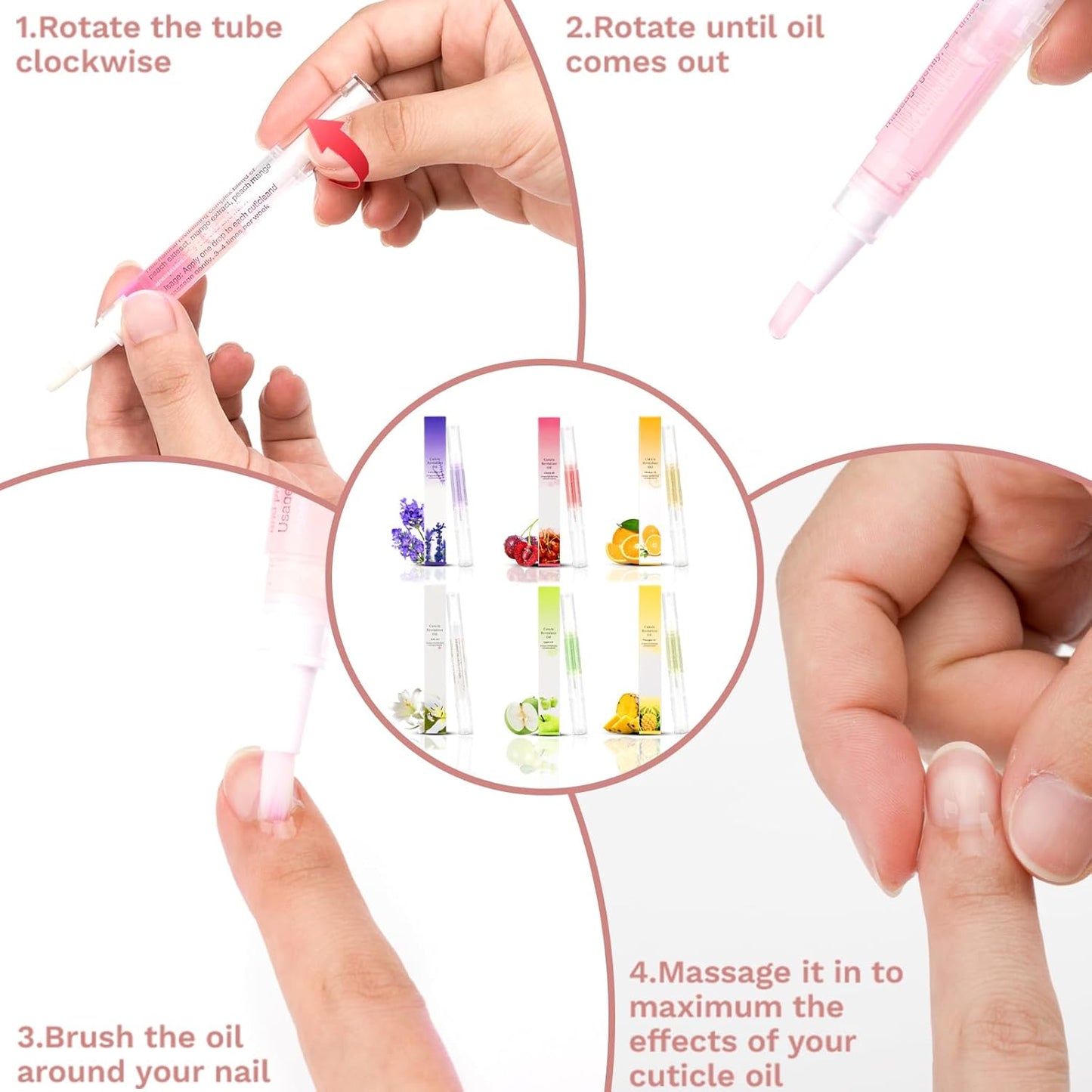 Nail Nutrition Pen,6PCS Nail Cuticle Oil Pen Set Nail Nutrition Oil Nail Care for Repairing Cracked & the Dry Cuticle (Mix Flavors)