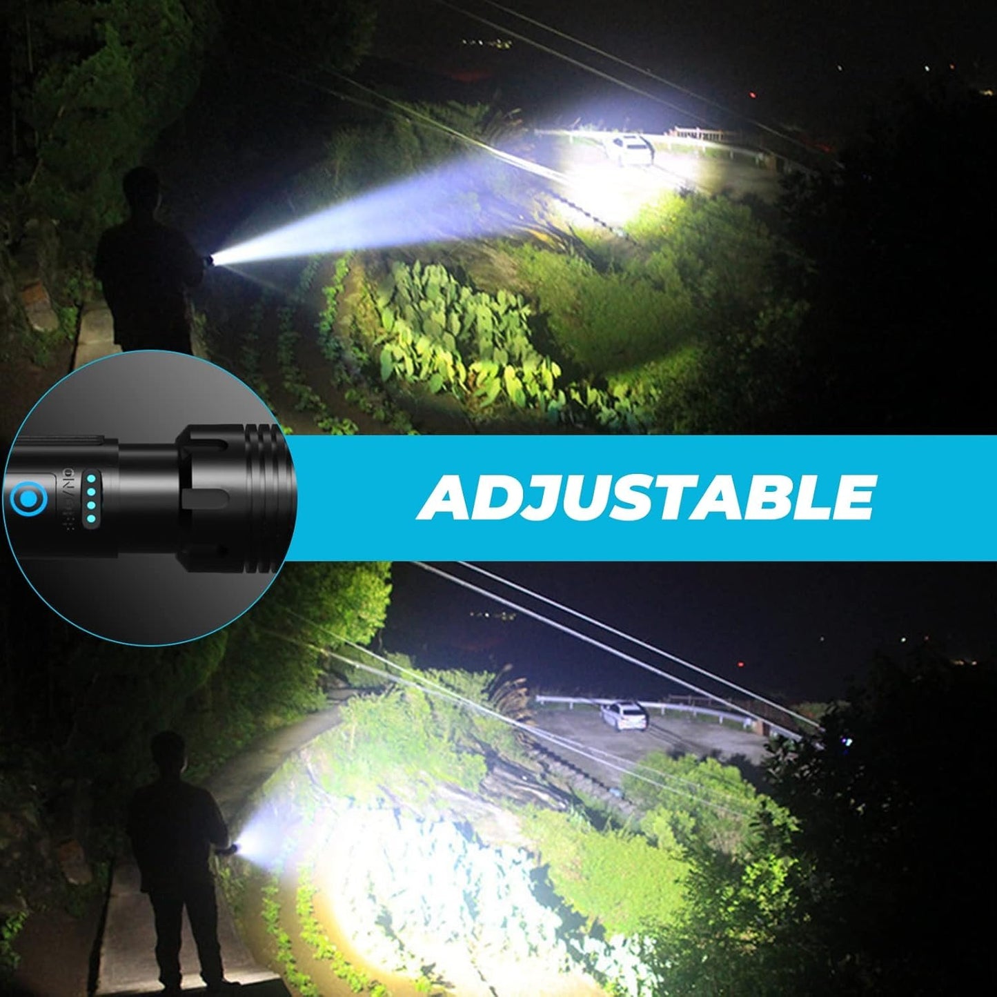 Flashlights High Lumens, Bright Flashlight LED Rechargeable, Adjustable Tactical Flashlights High Powered, Flash Lights for Home