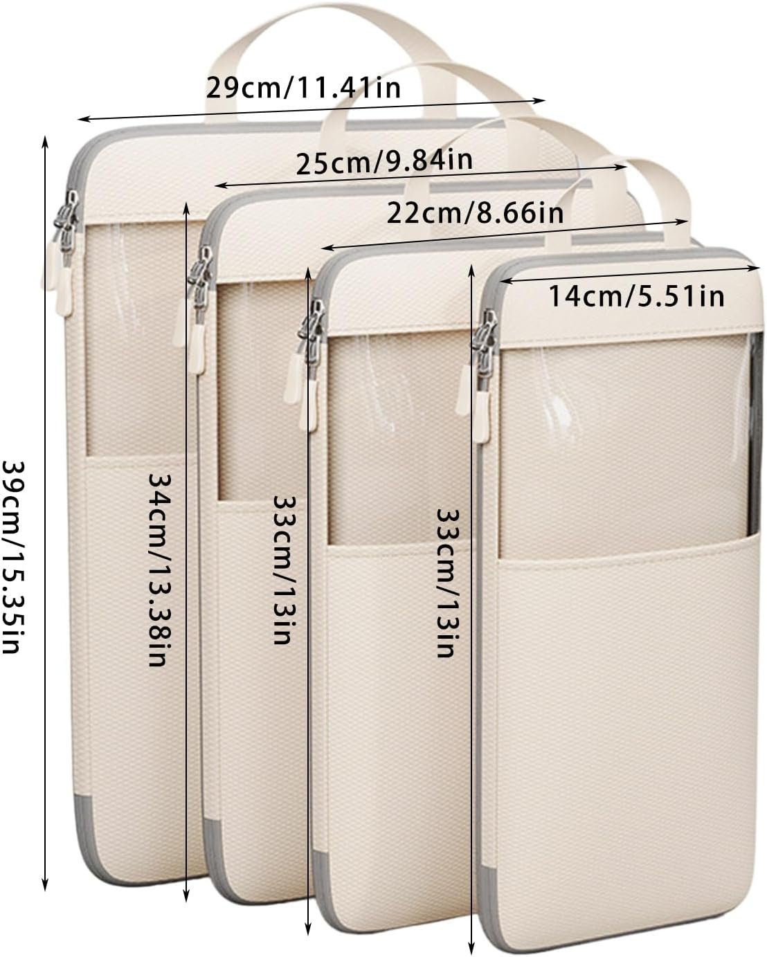 ZHENZQ Set of 4 Efficient Luggage Organization Bags Functional Organized Packing Container Expandable Compression Cubes Bags