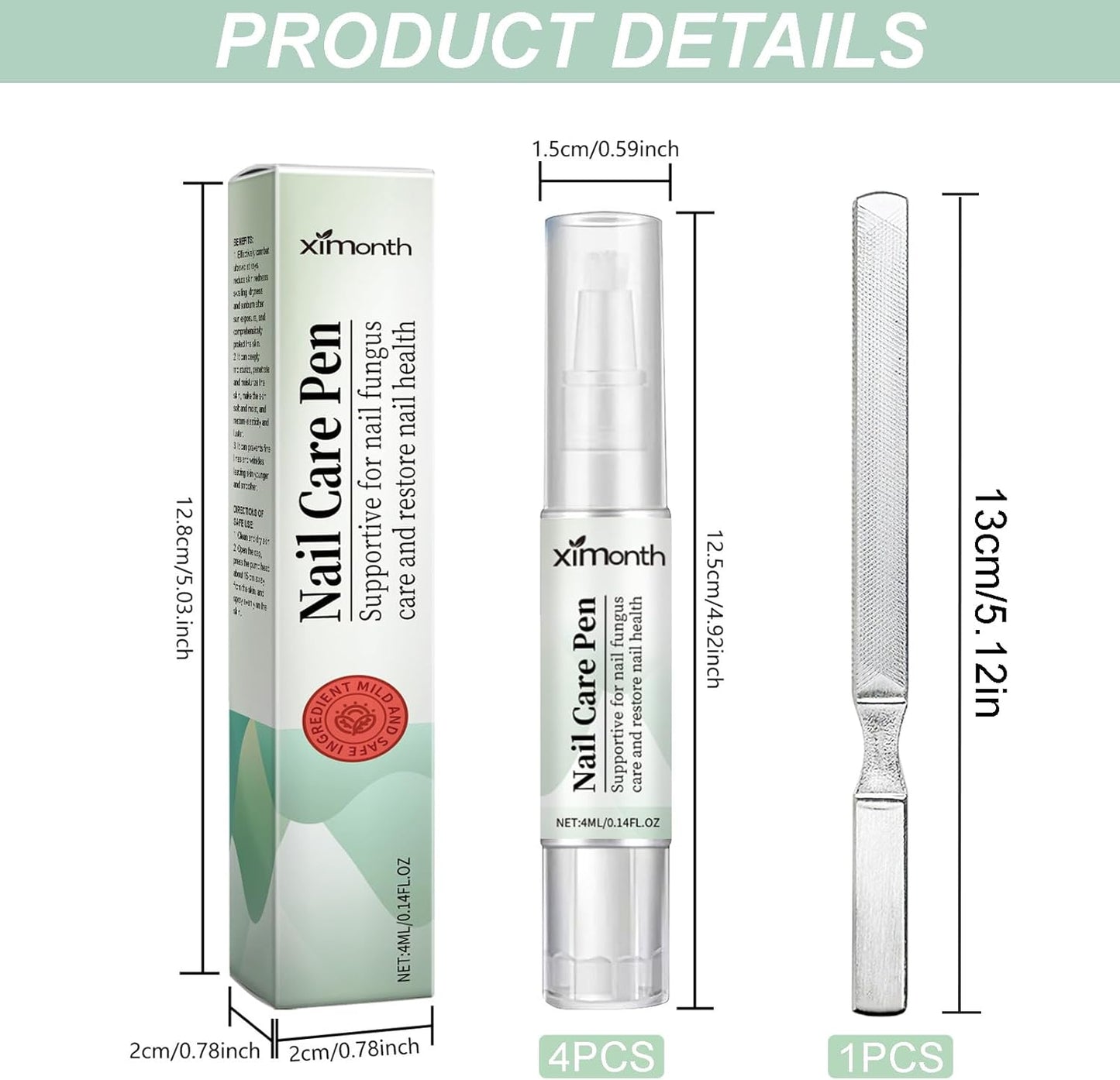 4 Pieces Nail Care Pen, with Nail File, Nail Care Pen, Enriched with Tea Tree Oil, Chamomile Flower Extract and Aloe Vera