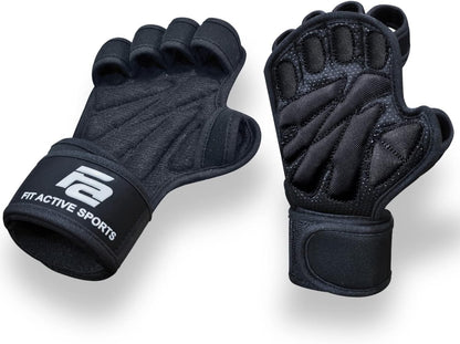 Fit Active Sports New Ventilated Weight Lifting Gloves with Built-in Wrist Wraps - Gym Workout for Pull Ups, Weightlifting, Men & Women