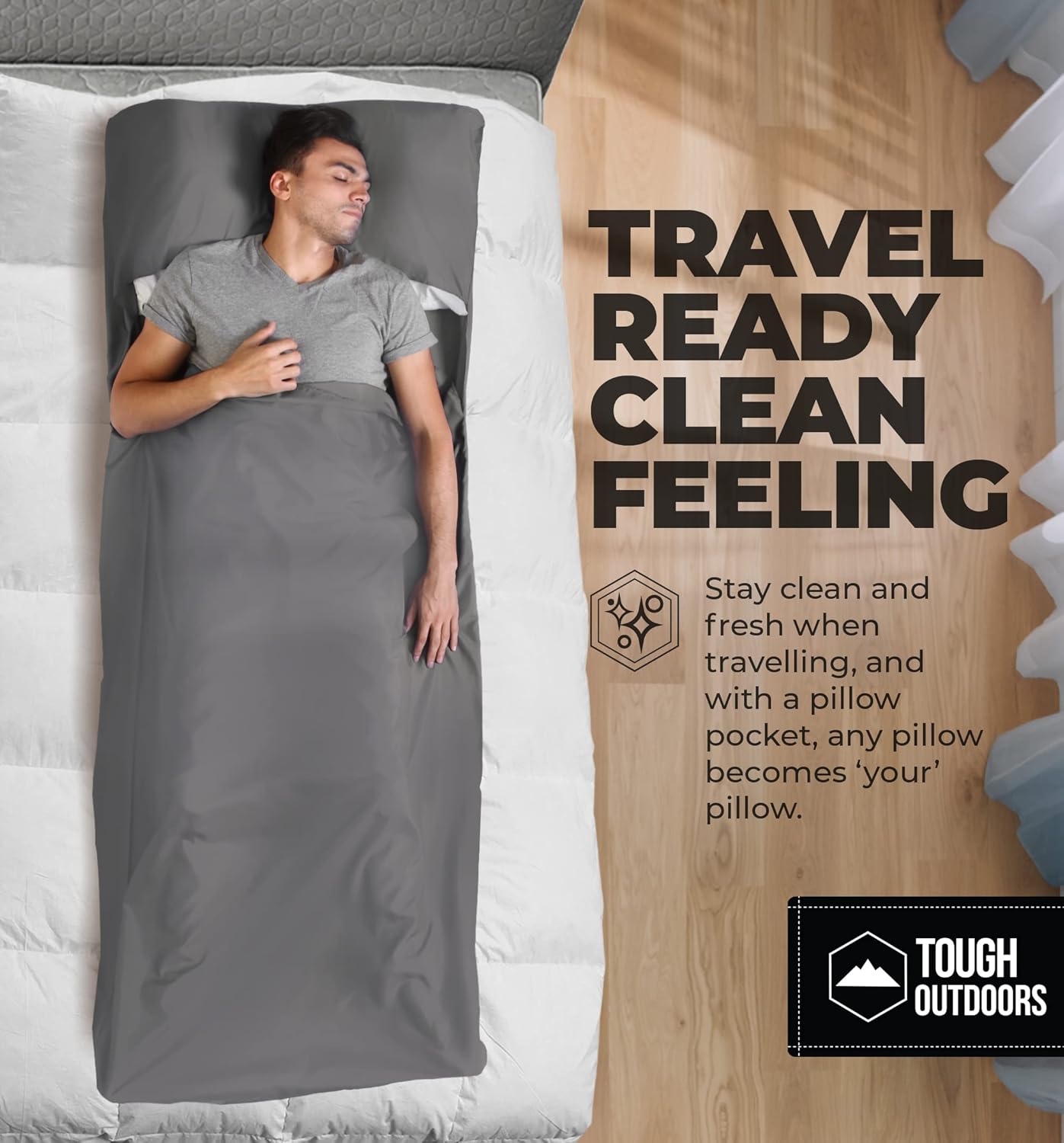 Tough Outdoors XL Sleeping Bag Liner - Travel Sheet & Sleep Sack for Adults - Lightweight & Ideal for Camping, Traveling, Hotels & Backpacking - Smooth & Breathable