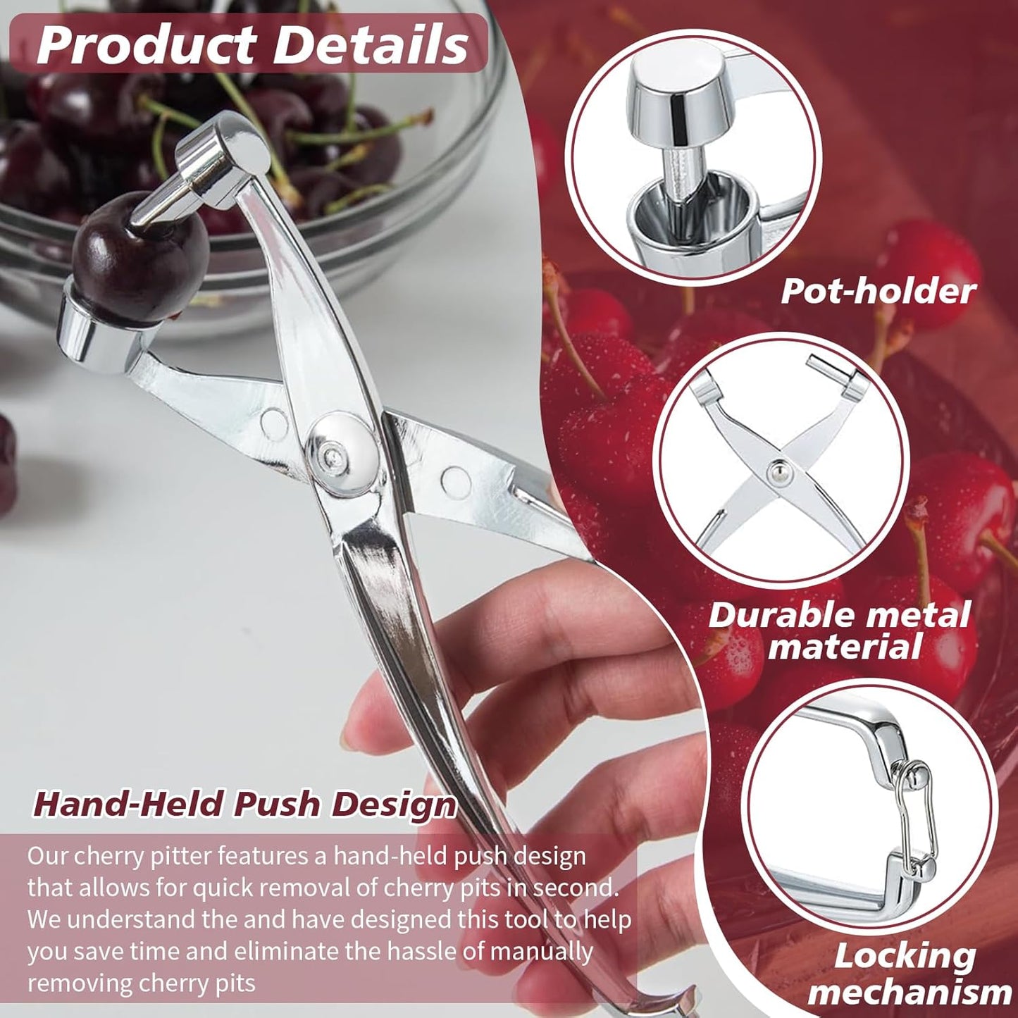 Cherry Olive Pitter Tool Metal Kitchen Utensils Hawthorn Tool Red Date Pit Remover Metal Upgraded Core Remover Fruit Tools Novel Cherry Pear Corer Pitter Kitchen Gadgets Silver (1)