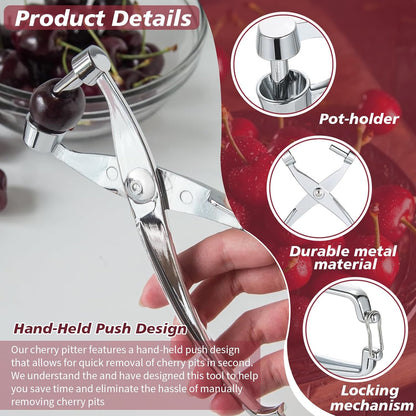 Cherry Olive Pitter Tool Metal Kitchen Utensils Hawthorn Tool Red Date Pit Remover Metal Upgraded Core Remover Fruit Tools Novel Cherry Pear Corer Pitter Kitchen Gadgets Silver (1)
