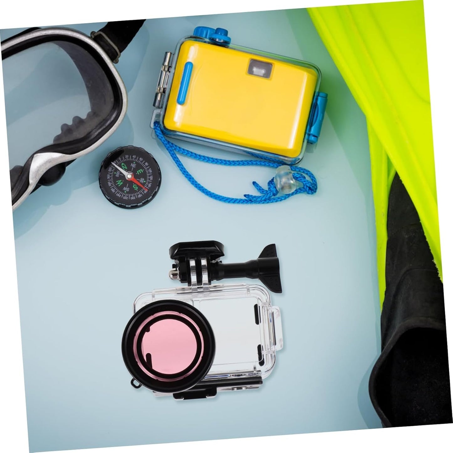 HOMSFOU Small Camera Housing Waterproof Shell Camera Protective Cover Dual Cold Shoe Mounts for Drones Digital Camera Case