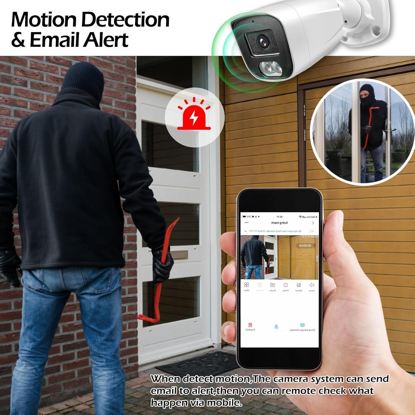 MWRCTV 4MP Wide Angle 2.8mm Lens 2560 * 1440 POE IP Security Surveillance Bullet Camera with Mic/Audio, Smart Dual Light AI Color Night Vision, IP67 Waterproof, NVR/RSTPï¼ˆMF427ï¼‰