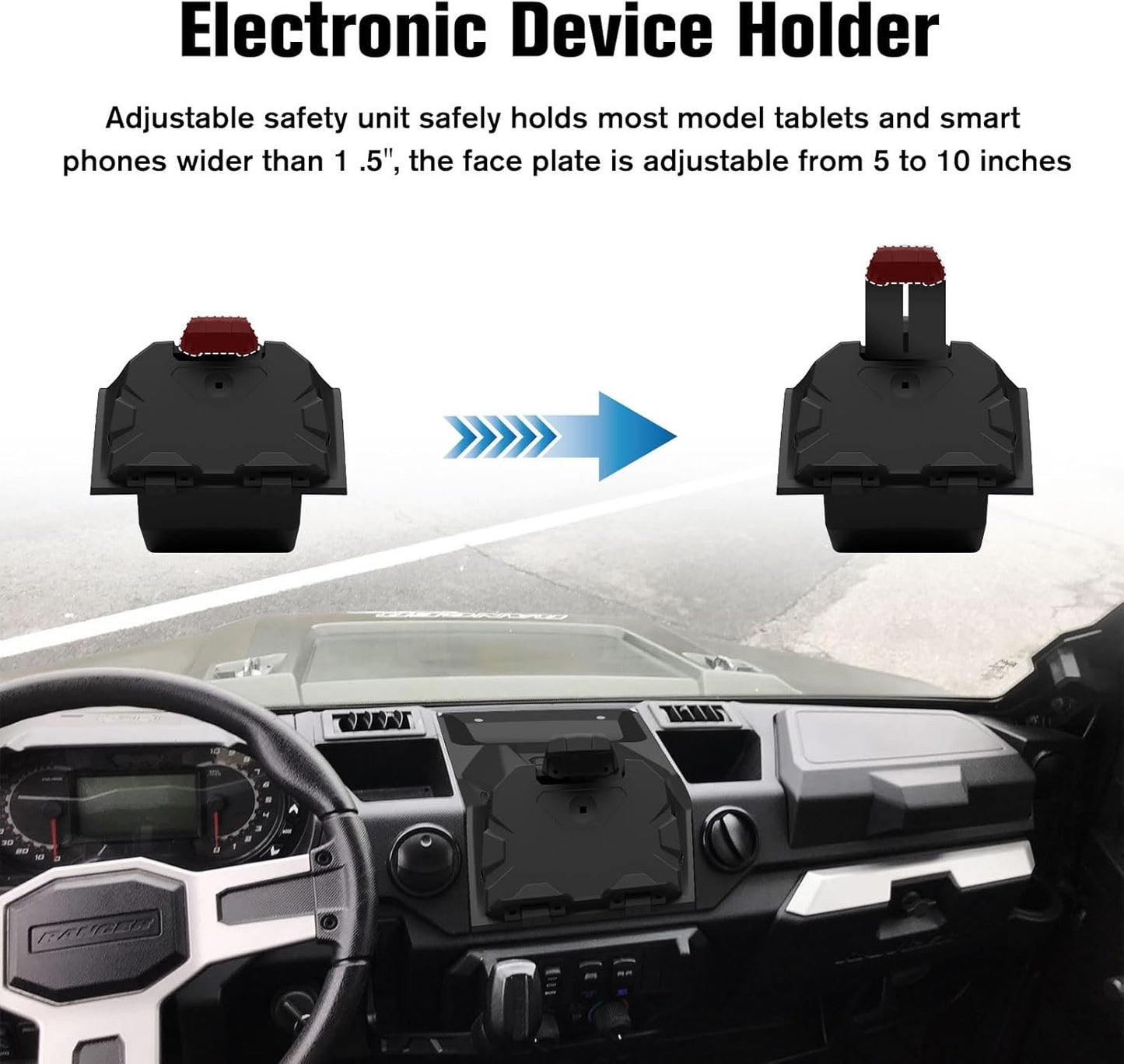 LitMiRaCle Electronic Device Tablet Phone Holder with Storage Box Organizer Tray, Mounts Tablet Mounts GPS Holder for 2018-2023 Polaris Ranger XP 1000 Accessories