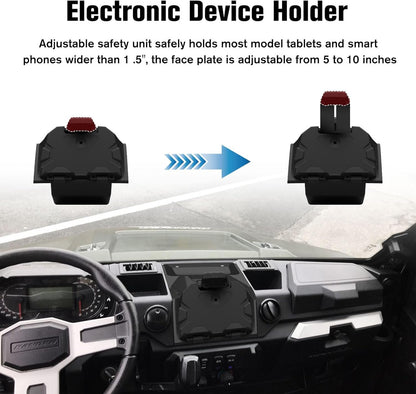 LitMiRaCle Electronic Device Tablet Phone Holder with Storage Box Organizer Tray, Mounts Tablet Mounts GPS Holder for 2018-2023 Polaris Ranger XP 1000 Accessories