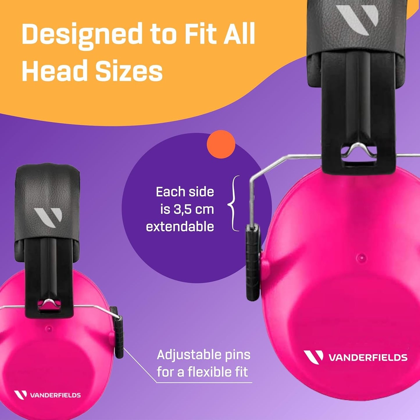 VANDERFIELDS Hearing Protection Ear Muffs for Noise Reduction, 26dB Certified, Noise Cancelling Safety Ear Protection, Adult
