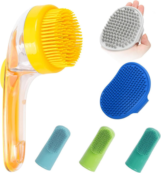 Dog Bath Brush, Dogs Washing Brushing, Pets Cleaning Tool, Non Slip Ergonomic Design, Soft Bristles, 7.87x5.91x1.18 Inches, for Indoor Outdoor Pet Bath, Shower, Home Grooming