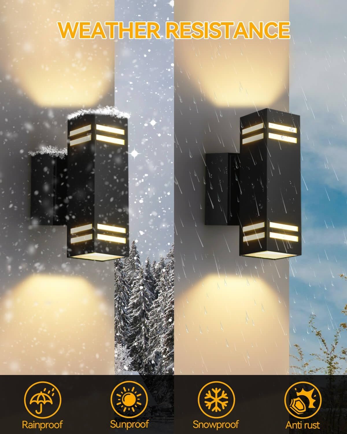 KIZON Outdoor Light with Outlet, Dusk to Dawn Outdoor Light Fixture, Matte Black Exterior Light Fixture Square, Alunmium Up and Down Lights Outdoor Anti Rust, Outside Lights for House Porch Garage