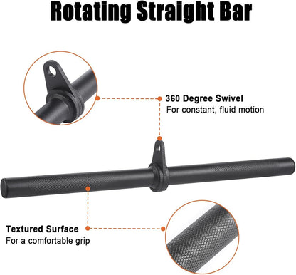 Workout Cable Machine Attachment for Home Gym, SERTT LAT Pulldown Attachments, Cable Accessories for Weight Training, Straight Pull Down Bar, Tricep Rope, Double D Row Handle