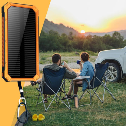 Solar Power Bank, Portable Power,6.34x3.11x0.67 inches 10000mAh Wireless Charger with Flashlight, Fast Charging Device for Outdoor, Travel, Camping, Hiking, Use