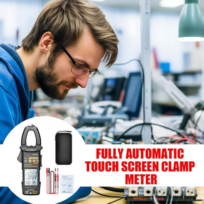 Clamp Multimeter 4000 Count Digital Multimeter with Case, LCD Backlight Display, Safety Protection, Automatic Range Detection, Professional Automotive Tool for Accurate Measurements and Diagnostics