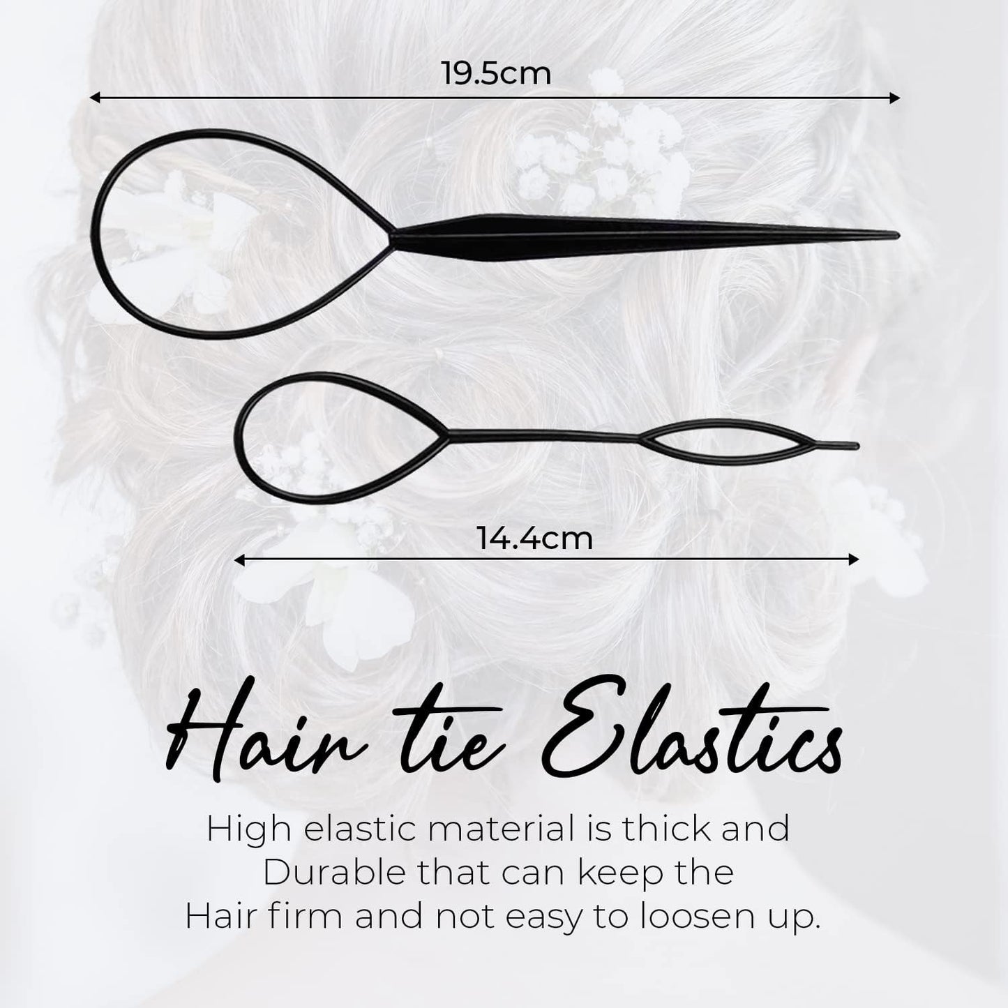 Trimming Shop Topsy Hair Braid Tool Ponytail Ring Styling Maker for Girls Women, DIY Hair Twist Fashion Accessory, 2pcs – Black