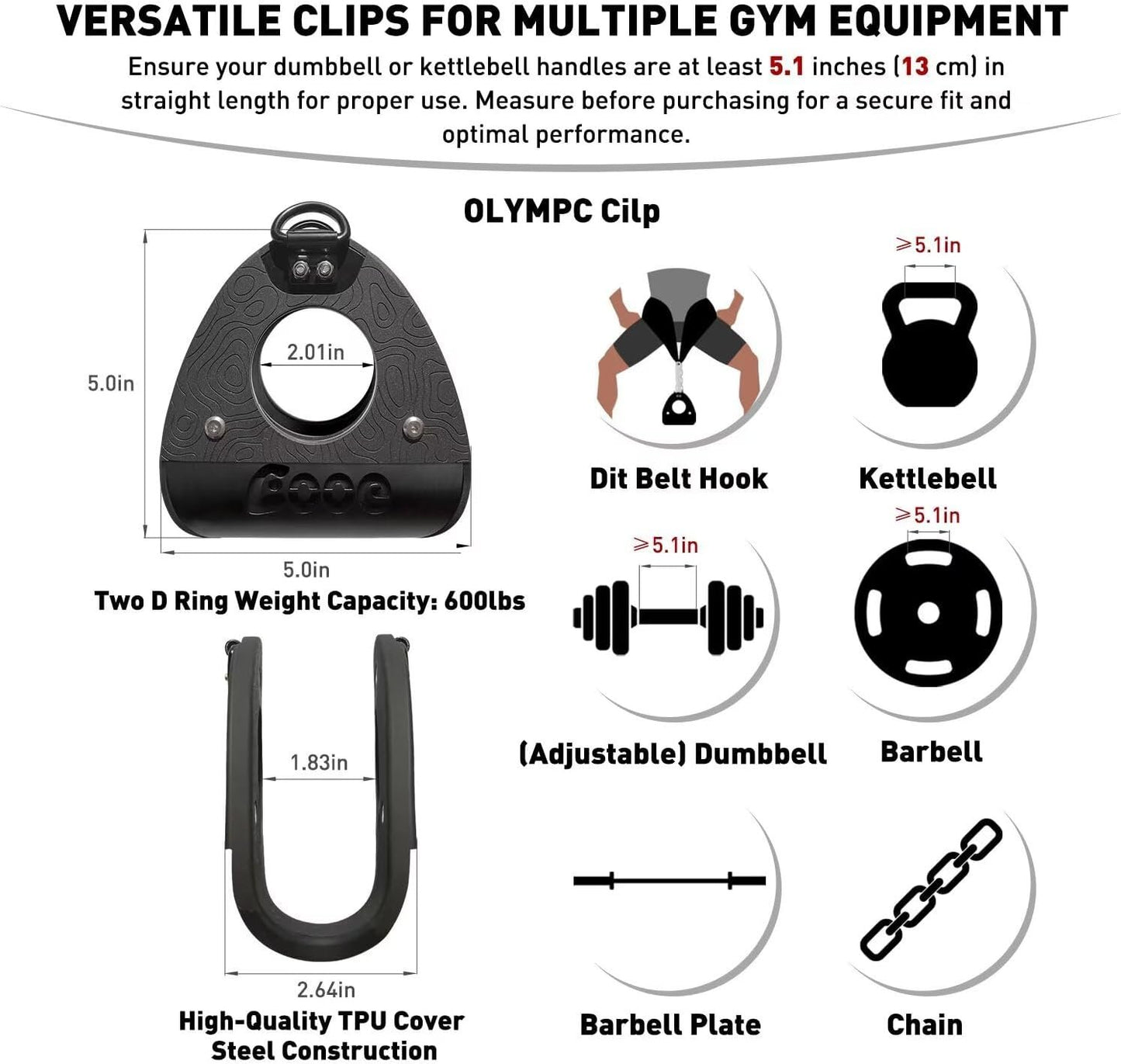 Home Gym Clips - Load Dumbbells on Barbells, Convert to Landmine Attachment, T-Bar Row & Dip Belt Hook | Multi-Functional Weightlifting Clamps for Barbell, Functional Training & Home Gym Equipment