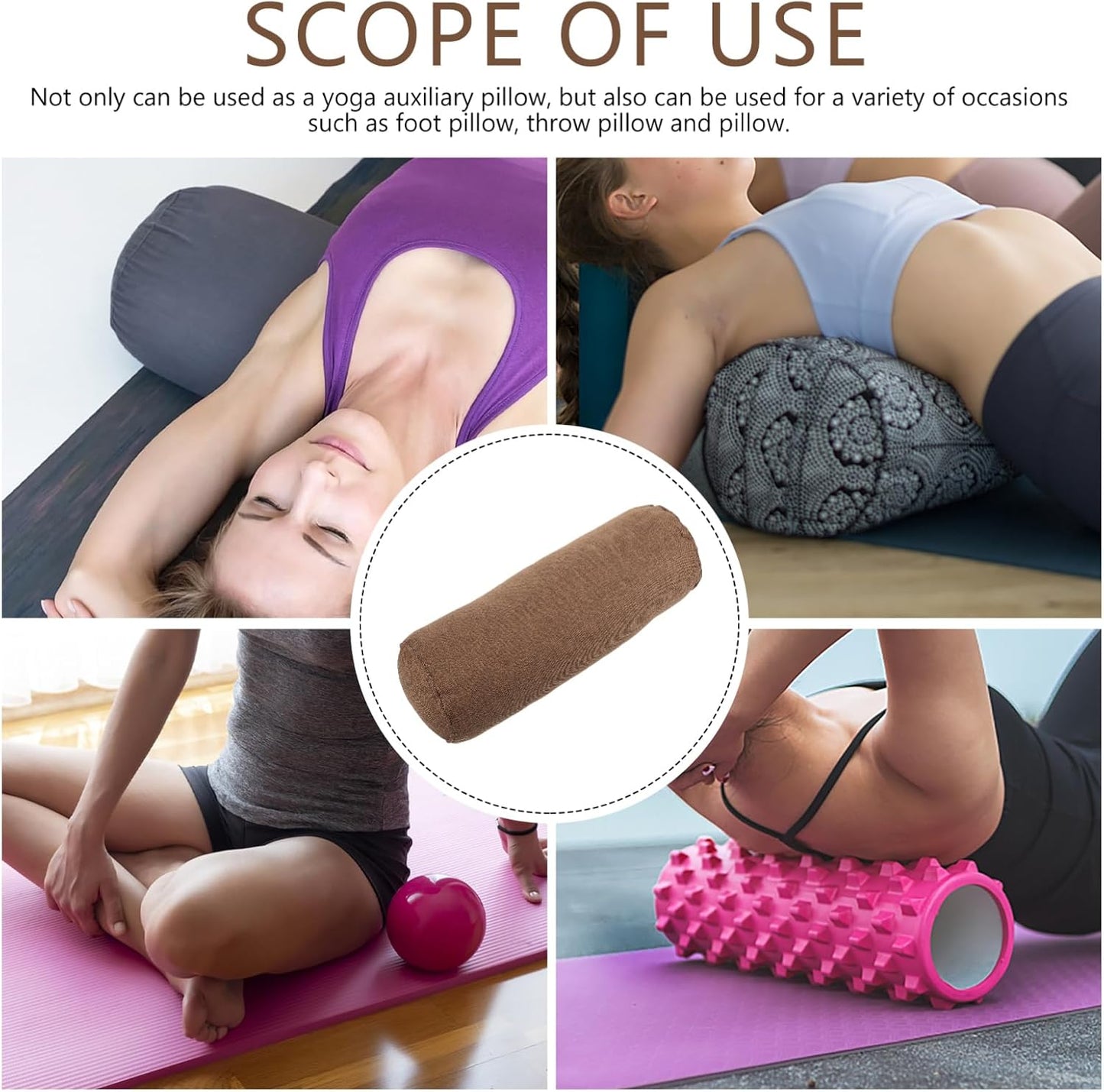 Balacoo Yoga Bolster Pillow : Yoga Neck Pillow Cylindrical Meditation Pillow Yoga Cushion Bolster for Meditation Yoga Pilates