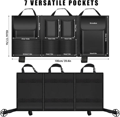 Trunk Organizer for SUV – Zippered 3-Section Design, Modular Storage with 7 Pockets, Upgraded TP Leather & 600D Oxford Cloth, Waterproof and Scratch-Resistant – Perfect for SUV, Pickup, MPV