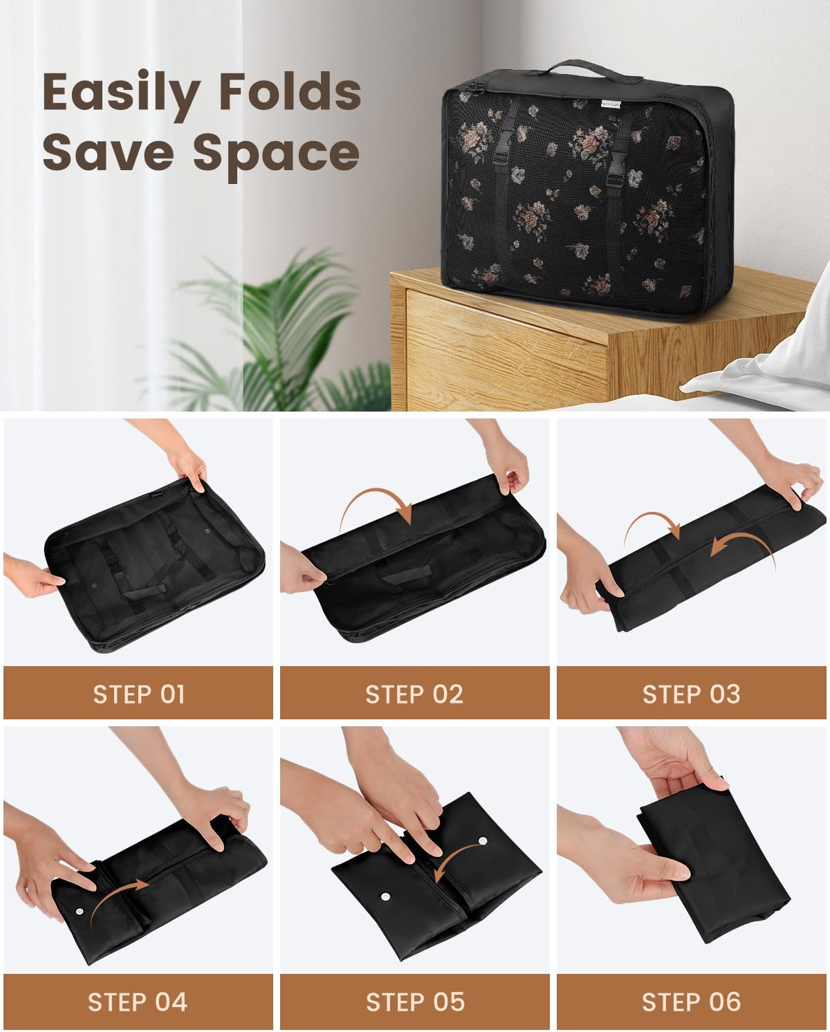 Besttravel 7-Piece Travel Organizer Backpack Travel Essentials Travel Organizer Waterproof Packing Cube Black