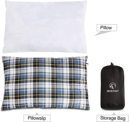 REDCAMP Outdoor Camping Pillow Lightweight, Flannel Travel Pillow Cases, Removable Pillow Cover