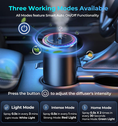 Oil Diffuser for Home and Car Smart Air Freshener, Auto On/Off by AI Chip, Built-in Battery, Works Silently, Refill Oil Aroma with 120 Days Long-Lasting Scent, Gifts for Men and Women-Cologne, Black