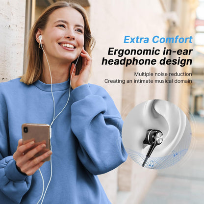 Earbuds Earphones with Microphone,5pack Ear Buds Wired Headphones,Noise Islating Earbuds,Fits 3.5mm Interface for iPad,iPod,Mp3 Players,Android and iOS Smartphones(Black+Pink+White+Green)