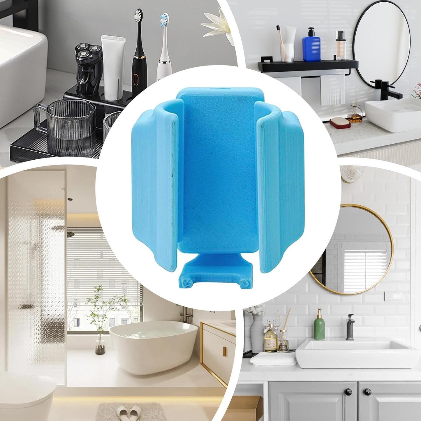 Toothbrush Holder Wall Mounted, Toothbrush Organizer Stand, Multifunctional Adhesive Draining Container for Sink, Makeup Vanity, Rv, Home, Mirror, Counter, 1.97x1.57x2.36 Inches