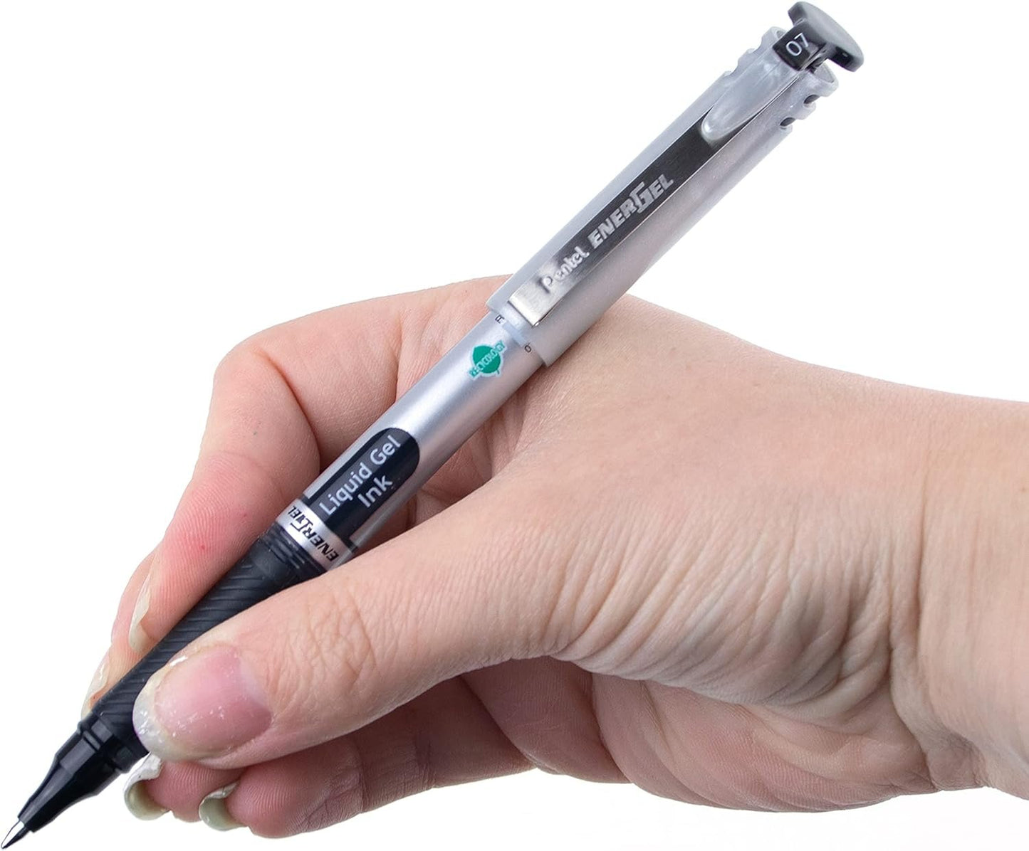 Pentel EnerGel Liquid Gel Rollerball Pen with Cap to Protect Pockets, Everyday Writing, Office Supplies, School Supplies, 0.7mm Medium Point, Black Ink, BL17BP2-A, 2 Pack