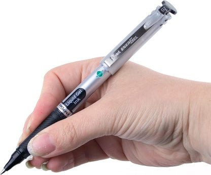 Pentel EnerGel Liquid Gel Rollerball Pen with Cap to Protect Pockets, Everyday Writing, Office Supplies, School Supplies, 0.7mm Medium Point, Black Ink, BL17BP2-A, 2 Pack