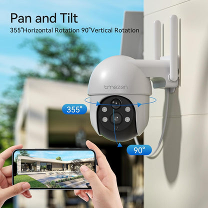 TMEZON 4MP Battery Operated Outdoor Security Camera Wireless Can be Compatible with Base Stations MZ-E1-W300 Eseecloud APP