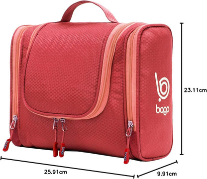 Bago Travel Toiletry Bag for Women and Men - Large Waterproof Hanging Large Toiletry Bag for Bathroom and Travel Bag for Toiletries Organizer -Travel Makeup Bag (Red)