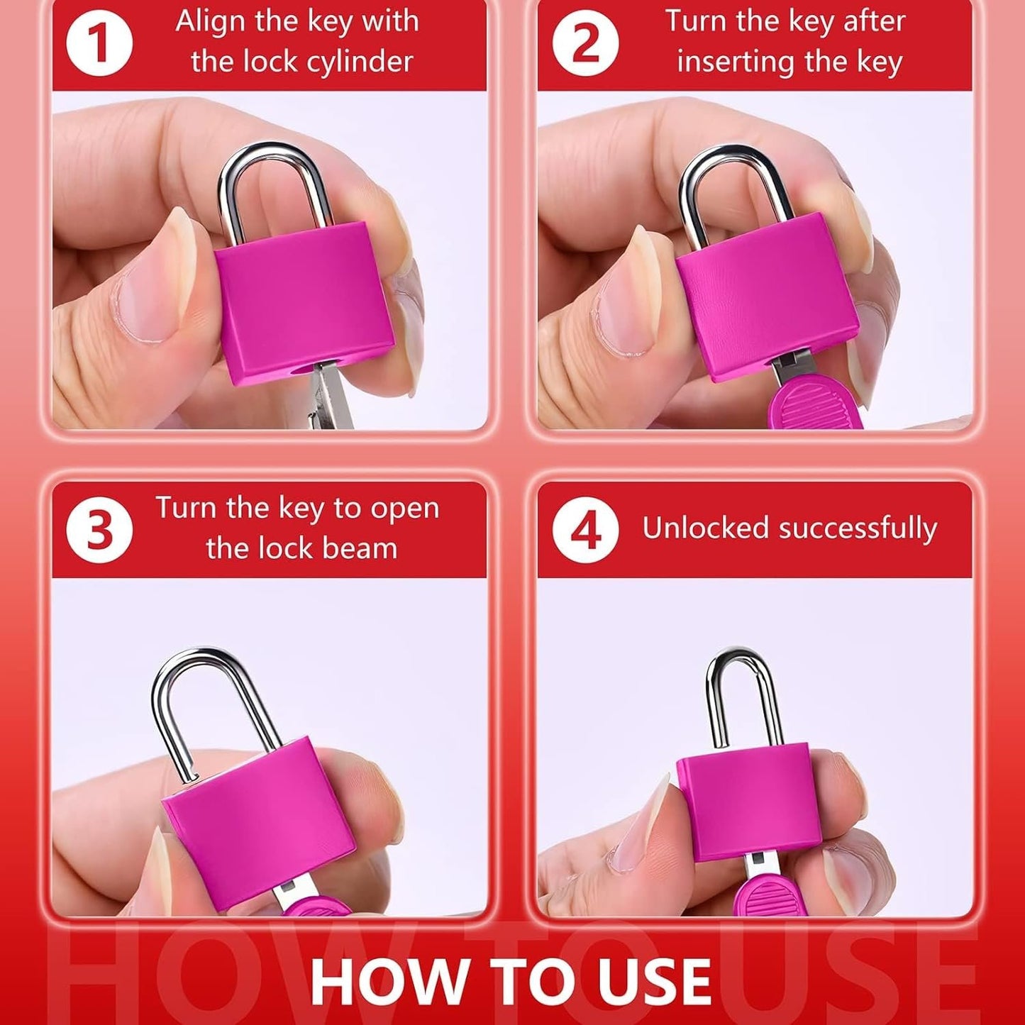Luggage Padlocks, 8 Pairs Metal Suitcase Locks with Keys, Multicolor Mini Keyed Padlock for Luggage, Suitcase, Backpack, Laptop Bag, Gym Locker, Filing Cabinets, Toolbox (8 Colors)