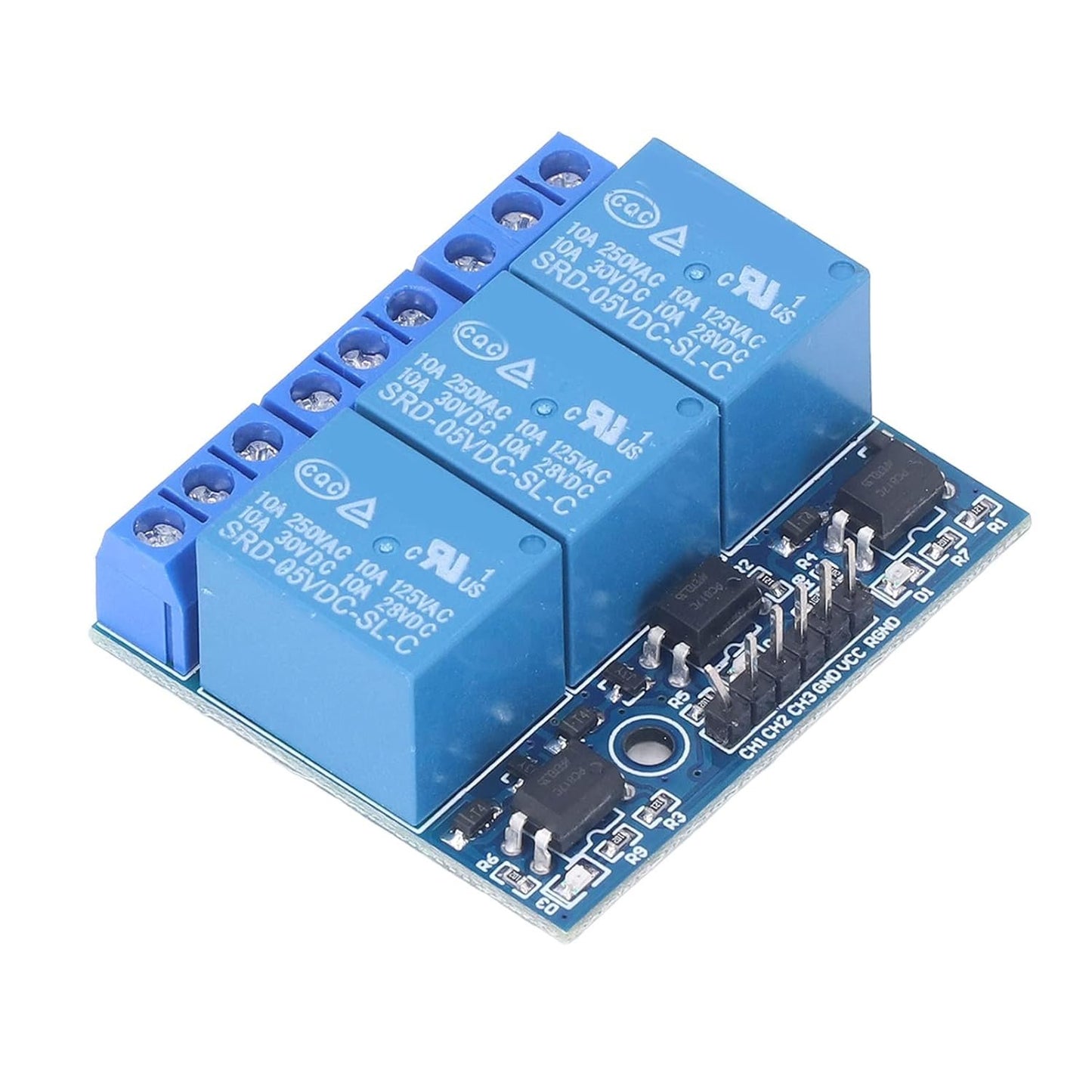 3 Channel Relay Module High Voltage Relay Board Isolated Optocoupler High Low Level Control for Home Automation (5v (3.3V Compatible))