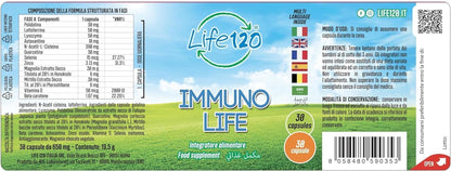 Life 120 - Immuno Life - 30 CAPSULES - Food supplement based on plant extracts, vitamins and minerals - Pack of 2