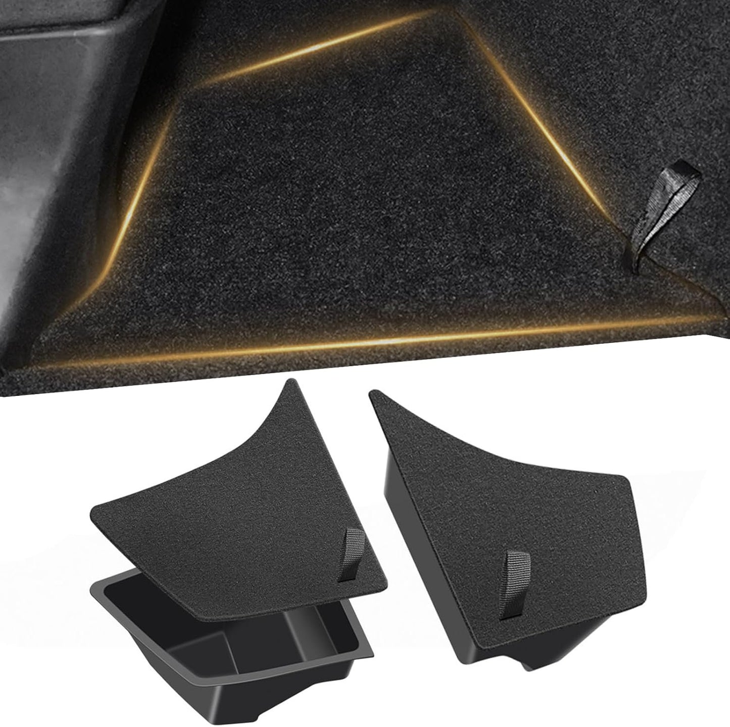 FASTCHE 2024 Tesla Model 3 Trunk Organizer Waterproof Rear Trunk Storage Bins Side Box with Carpeted Lip Interior Accessories （2 Pack