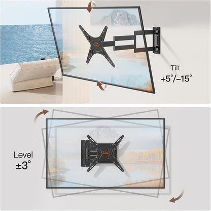 ELIVED Outdoor Long Arm TV Wall Mount for Most 26-65 Inch TVs, 37.4 Inch Long Extension TV Mount Swivel and Tilt, Max VESA 400x400mm, Full Motion Weatherproof Wall Mount tv Bracket Holds up to 77 lbs.