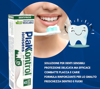 Plakkontrol Ionosens Sensitive Toothpaste 75 ml Enamel Protection Gentle Action Against Plaque Caries and Gum Sensitivity Oral Freshness for Daily Hygiene Healthy and Protected Smile
