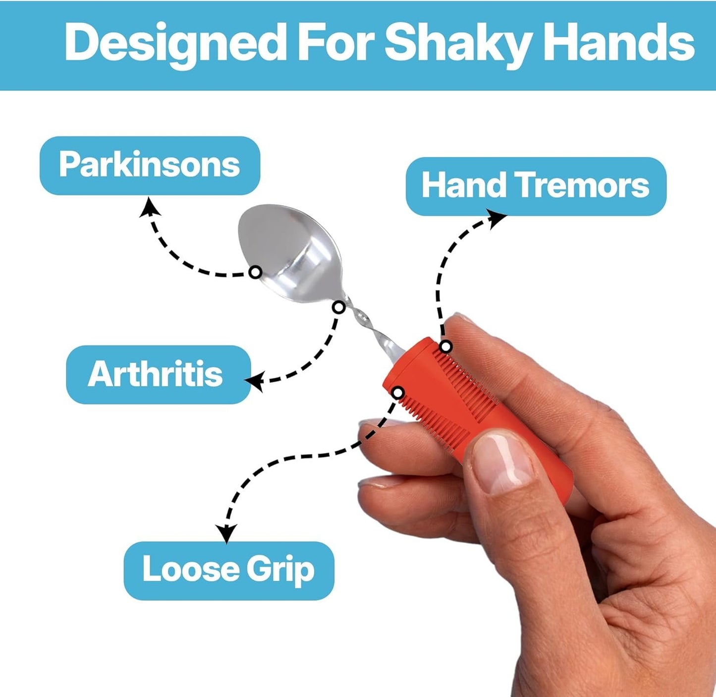 Carex Adaptive Utensils – Weighted Cutlery Set for Hand Tremors, Parkinson’s & Arthritis – Large Handled Easy Grip Silverware for Weak Grips – Seniors Aids & Elderly Assistance Dining Tool