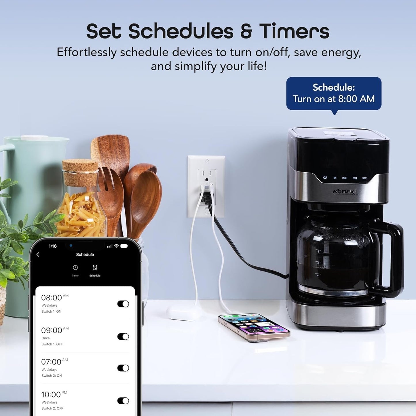 Geeni Current Smart Wi-Fi Outlet with 2 Fast Charge USB Ports (20W USB-C PD & Quick Charge USB-A), Voice Control, No Hub Required, Compatible with Alexa & Google Home