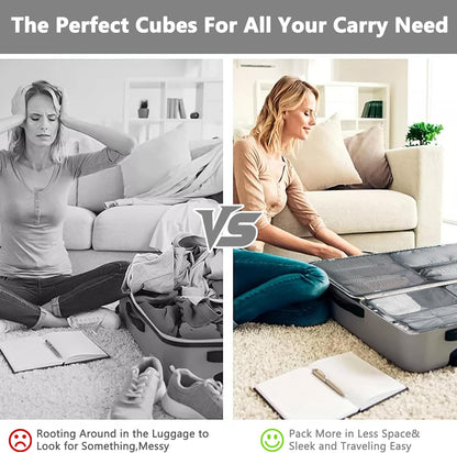 MOOING 12 Pieces Travel Suitcase Organizer Set, Travel Cube System, Separators for Travel, Travel Organizer, Packing Cubes, Storage Case Set for Clothes, Shoes, Underwear (Grey)
