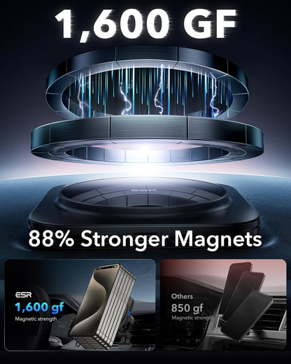 ESR for Qi2 15W MagSafe Car Mount Charger, Qi2-Certified MagSafe Car Charger, Air Vent/Dashboard Magnetic Wireless Car Charger,Car Phone Holder Mount for iPhone 16/15/14/13/12/Galaxy S25,Fast Charging