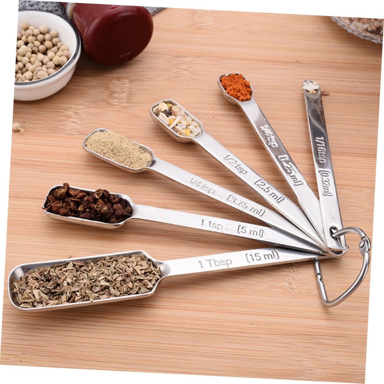 Cabilock 7Pcs Stainless Steel Measuring Spoons Graduated Baking Utensils for Precise Ingredient Measurement Kitchen Tools for Cooking Baking and Food Prep Silver