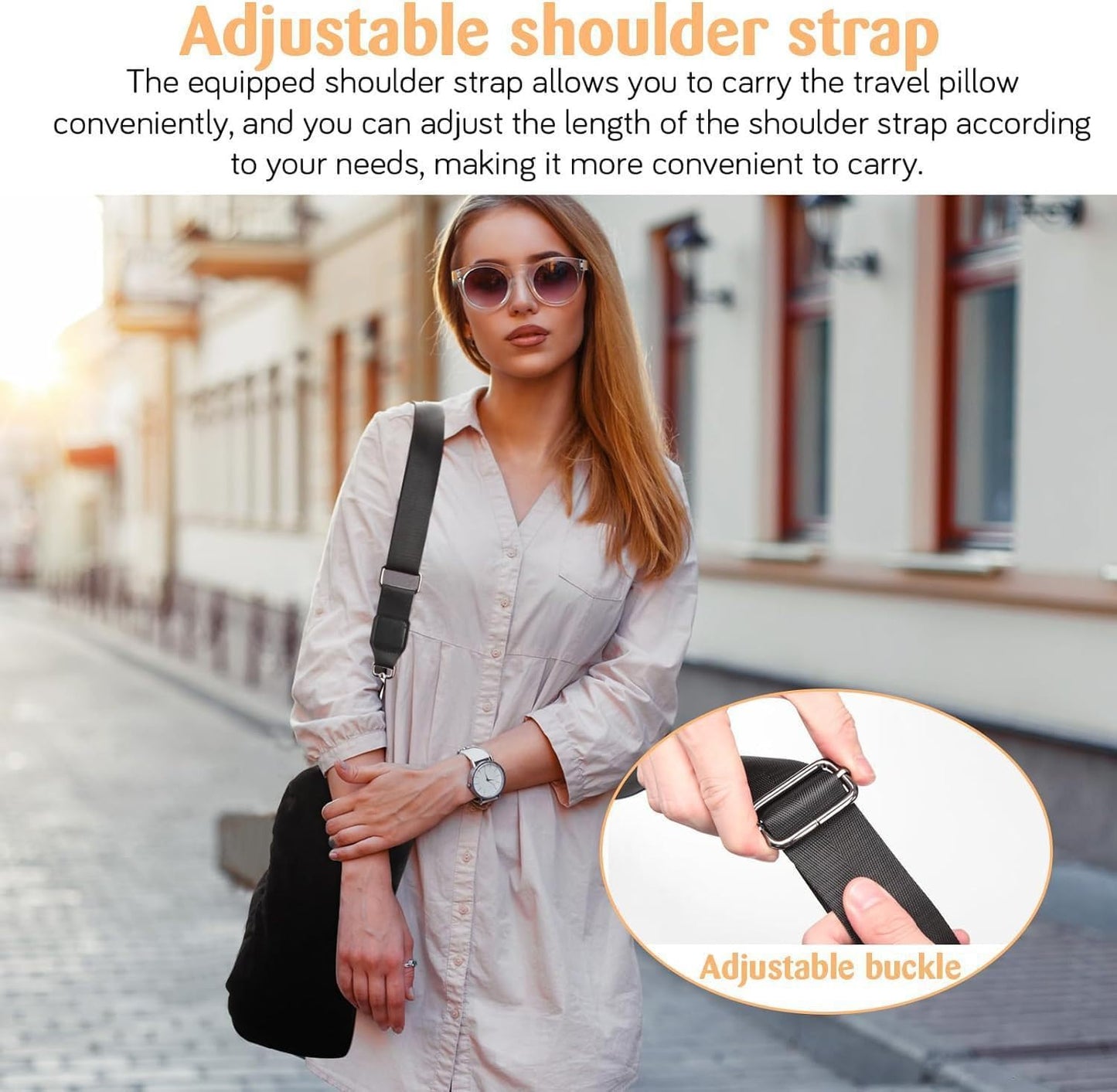 Wzenclave Travel Stuffable with Clothes Neck Pillow Adjustable Soft Velvet U-Shaped Pillow Portable Washable Plane Neck Carry-on Sleeping Rest Cushion Airplane Pillow for Traveling Car Home Office