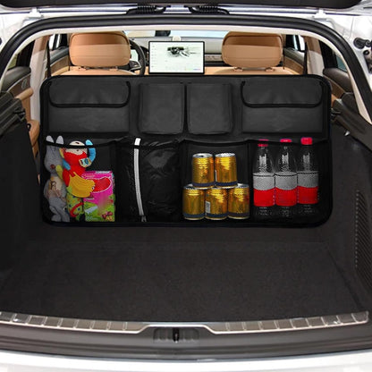 Car Trunk Organizer,Car Grocery Organizer Trunk Carrier - Multi Pocket, Heavy Duty Waterproof Cargo Bag with 9 Storage Compartments for Interior Accessories