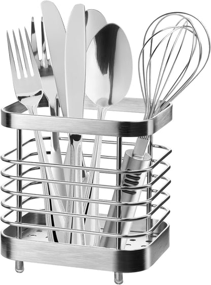 IWNTWY Utensil Holder, Stainless Steel Utensil Drying Rack with Detachable Base, Silverware Cutlery Flatware Holder Rack for Kitchen Storage Forks, Knives, Spoons, Chopsticks