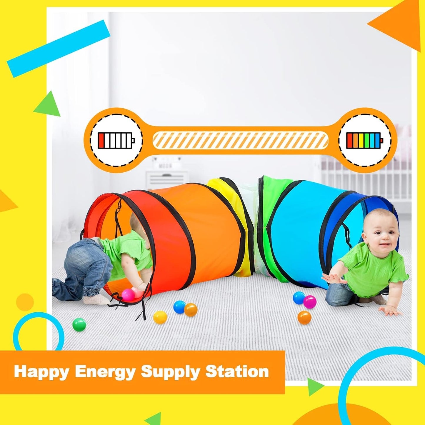 Tunnels for Kids to Crawl Through Pop Up Kids Play Tunnel for Toddlers Infant Children or Pets with Breathable Mesh Collapsible Baby Gift for Boy Girl Toddler Toys Indoor and Outdoor Games (Rainbow)