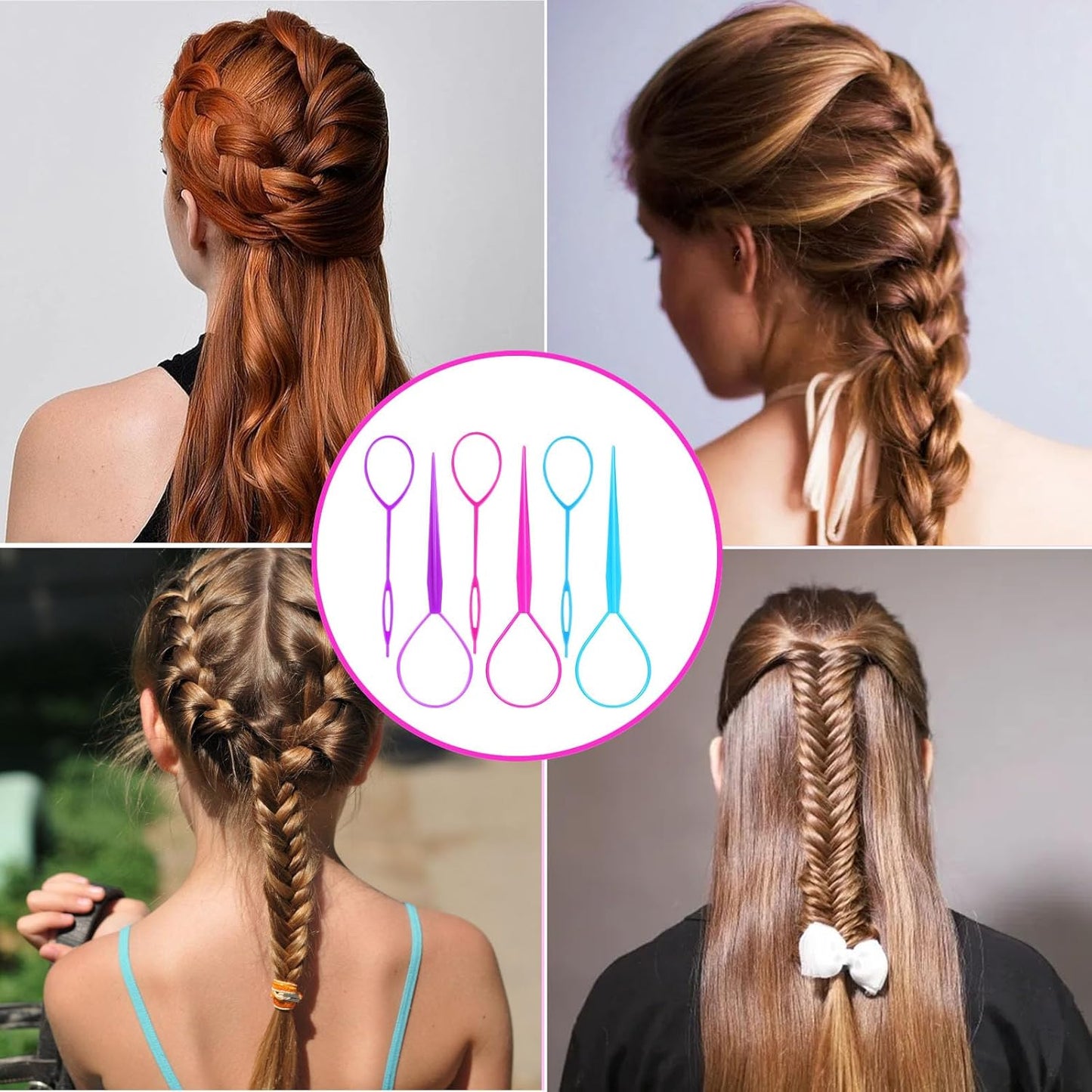 6 Pieces Hair Clip Hairstyle Accessories for Tail, French Twister Hair Twister for Women Girls, Tail Braid Tool, Multicolor
