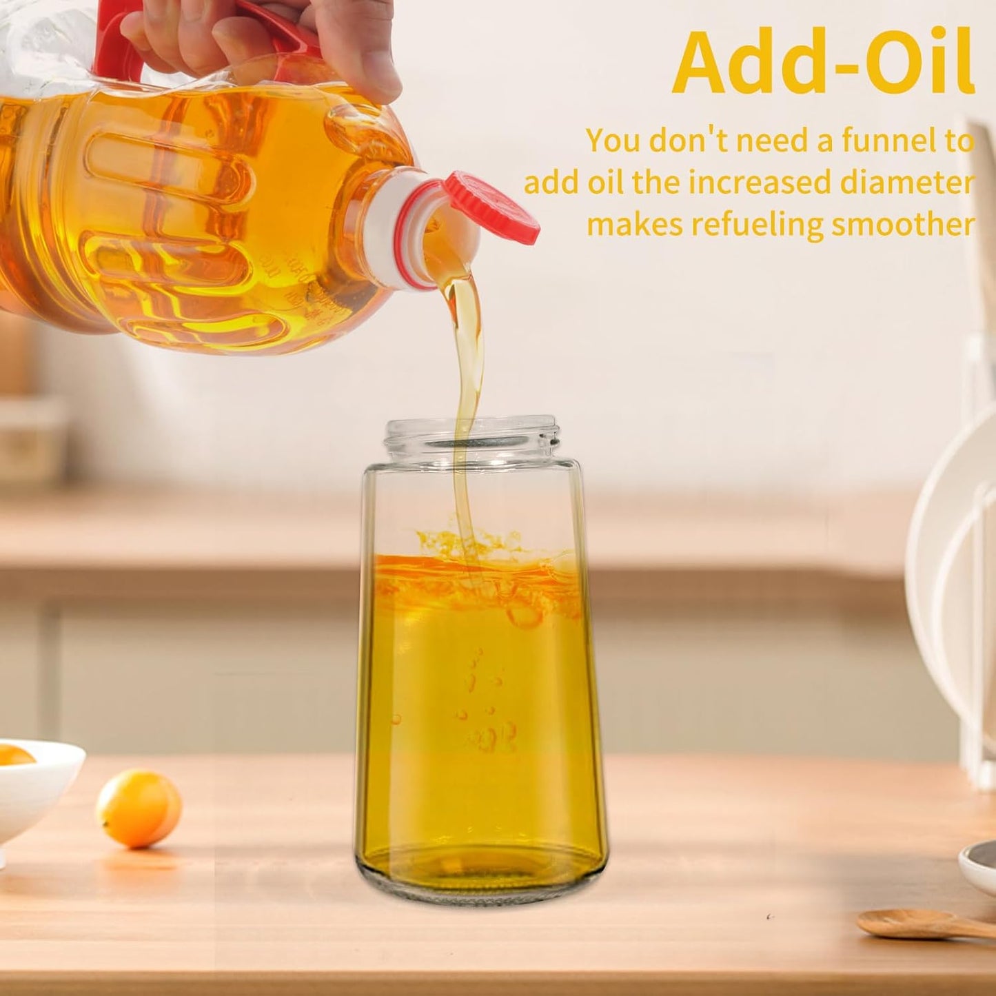 2 Pack Oil Spray Bottle, 2 in 1 Oil Dispenser for Kitchen, 470mL/16.5oz Oil Sprayer for Cooking, Food Grade Glass Olive Oil Bottle with Pourer, Perfect BBQ Kitchen Tools & Gadgets, White