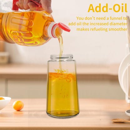 2 Pack Oil Spray Bottle, 2 in 1 Oil Dispenser for Kitchen, 470mL/16.5oz Oil Sprayer for Cooking, Food Grade Glass Olive Oil Bottle with Pourer, Perfect BBQ Kitchen Tools & Gadgets, White